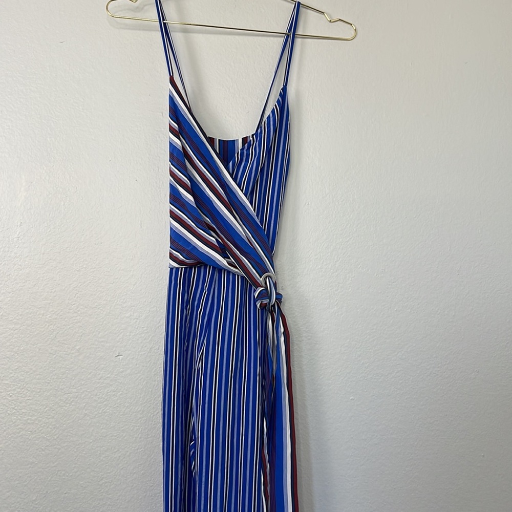 Rag & Bone 100% Silk Red, White, and Blue Striped Felix Wrap Jumpsuit - Picture 5 of 16